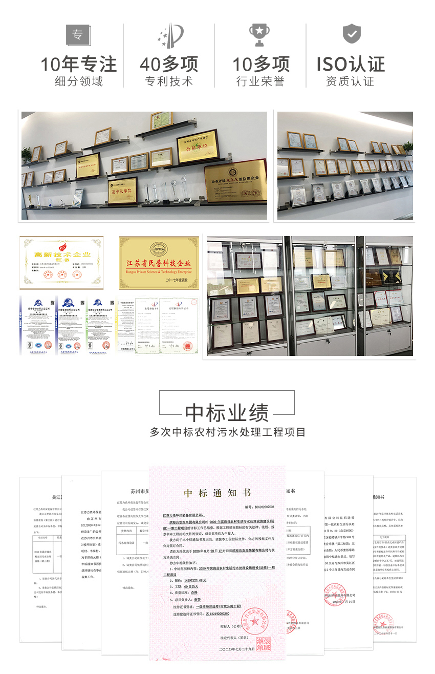 小鎮(zhèn)污水處理設(shè)備廠家榮譽資質(zhì)